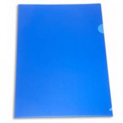 Папка-уголок А4 180мкр жест.пластик синий непрозр.