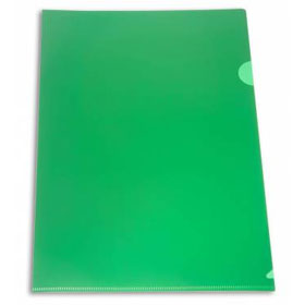 Папка-уголок А4 180мкр жест.пластик зеленый непрозр.