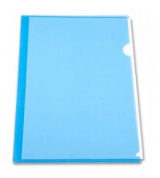 Папка-уголок А4 150мкр жест.пластик синий прозр.