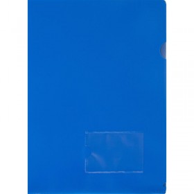 Папка-уголок с карманом для визиток Attache A4 пластиковая 180 мкм синяя (20 штук в упаковке)
