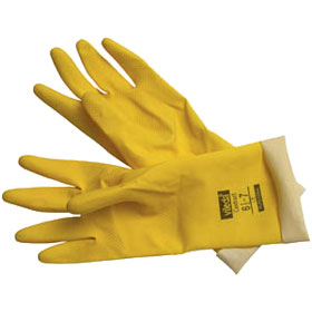 Перчатки резиновые VILEDA Контракт, универс., внутри хлопковое покр., М, желтый