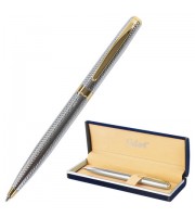 Ручка подарочная шариковая GALANT Marburg, корпус серебристый, золот. детали, 0,7мм, синяя