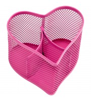 Настольная подставка Berlingo "Steel&Style", металлическая, в виде сердца, 3 секции, розовая