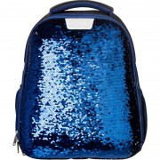 Ранец №1 School Sparkle Blue анатомический синий пайетки двусторонние с двумя отделениями