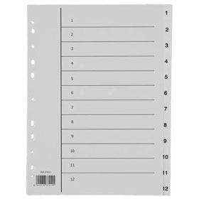 Разделитель листов А4, пластиковый цифровой, 12 разделов