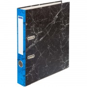 Папка-регистратор OfficeSpace 50мм, мрамор, черная, синий корешок, нижний метал. кант