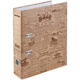 Папка-регистратор Berlingo "Newspaper", 70мм, крафт-бумага, с рисунком