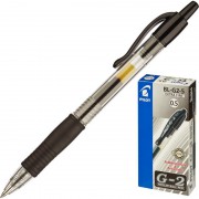 Ручка гелевая автоматическая PILOT BL-G2-5-B, с резиновым держателем, прозрачный корпус, черный