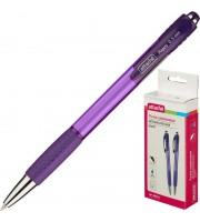 Ручка шариковая автоматическая, фиолетовый корпус, с резин. держателем, синий