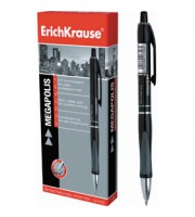 Ручка шариковая автоматическая ERICH KRAUSE Megapolis Concept, с резин. держателем, черный