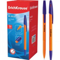 Ручка шариковая ERICH KRAUSE R-301, оранжевый корпус, синий