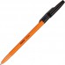 Ручка шариковая неавтоматическая Attache Economy черная (оранжевый корпус, толщина линии 0.5 мм)