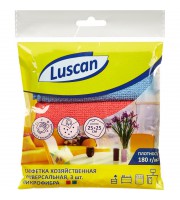 Салфетки хозяйственные Luscan микрофибра 180г 25х25см 3шт/уп син/крас/желт