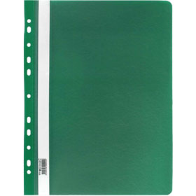 Папка-скоросшиватель пластиковый, с перфорацией, зелёный