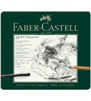 Набор угля и угольных карандашей Faber-Castell "Pitt Charcoal" 24 предмета, метал. кор.