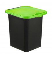 Контейнер для мусора пластик ПУРО 18л,черный с ярк. Зелен.крышкой М 2475