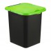 Контейнер для мусора пластик ПУРО 18л,черный с ярк. Зелен.крышкой М 2475