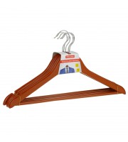 Вешалка-плечики Office Clean, набор 5шт., деревянные, с перекладиной, 45см, цвет вишня