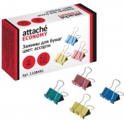Зажимы для бумаг Attache Economy 25 мм цветные (12 штук в коробке)