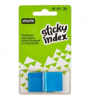 Клейкие закладки Attache Selection пластиковые голубые по 50 листов 25x45 мм