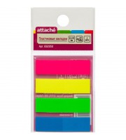 Клейкие закладки Attache пластиковые 4 цвета по 25 листов 12x45 мм