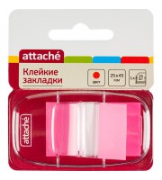 Клейкие закладки Attache пластиковые розовые по 25 листов 25x45 мм