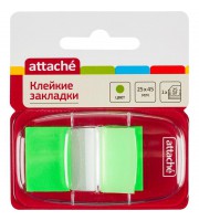Клейкие закладки Attache пластиковые зеленые по 25 листов 25x45 мм