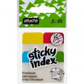 Клейкие закладки Attache Selection пластиковые 4 цвета по 20 листов 25x38 мм
